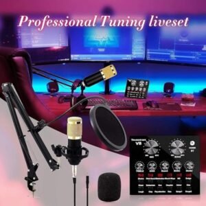 Podcast Mic Set with Live Sound Card